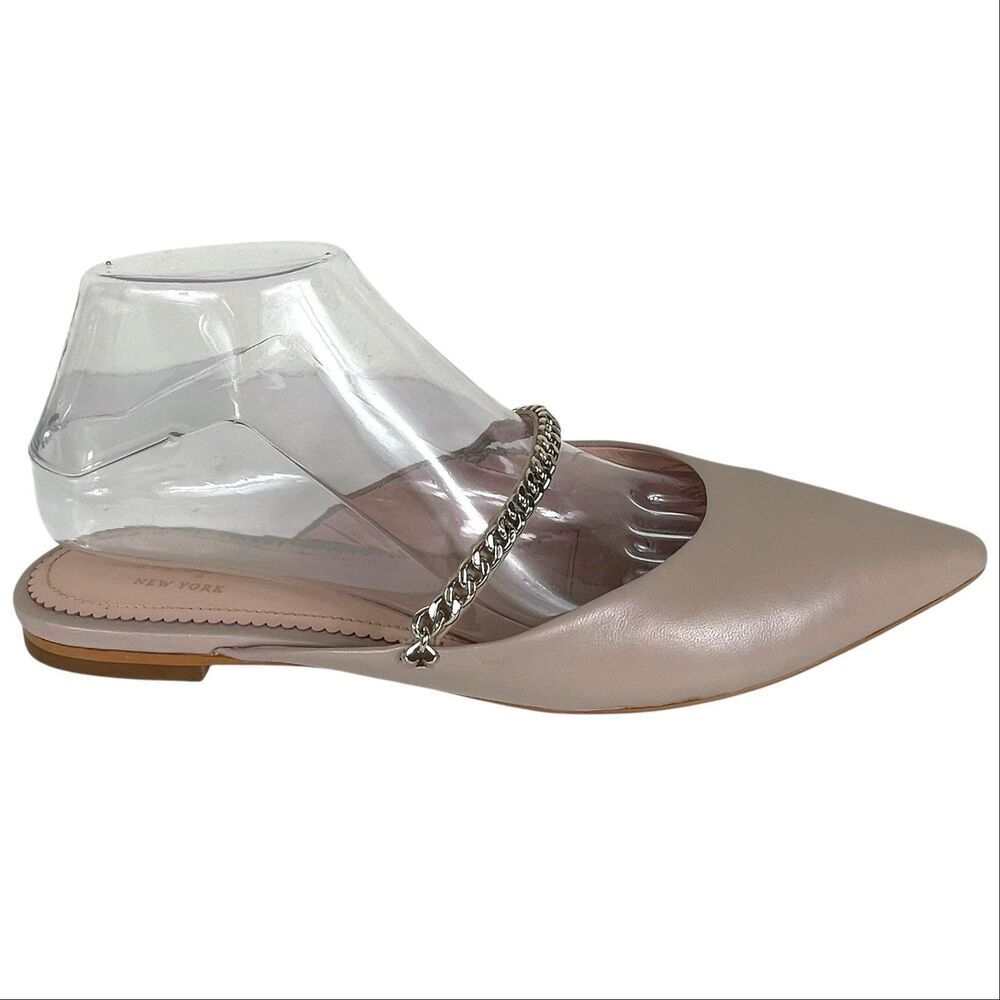 Kate Spade Isadora Beige Leather Pointed Toe Chain Mule Size 8.5 - Picture 13 of 16